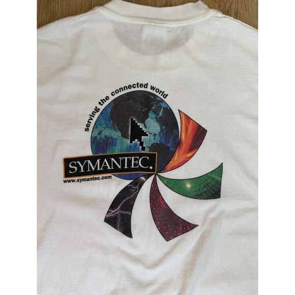 Symantec Graphic T-Shirt Serving The Connected World White XL Techwear - Picture 3 of 6
